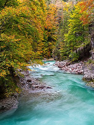 Slizza stream gorge in autumn, Tarvisio, Julian Alps