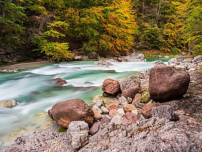 Slizza stream gorge in autumn, Tarvisio, Julian Alps