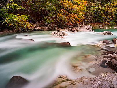 Slizza stream gorge in autumn, Tarvisio, Julian Alps