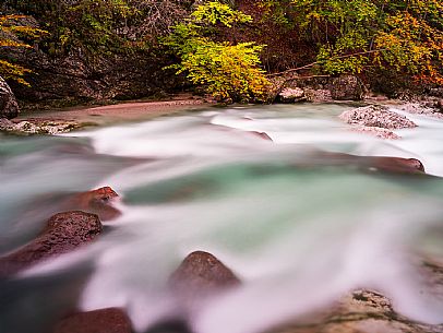 Slizza stream gorge in autumn, Tarvisio, Julian Alps