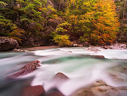 Slizza stream gorge in autumn, Tarvisio, Julian Alps