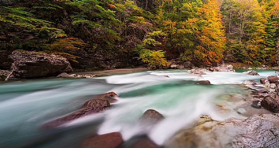 Slizza stream gorge in autumn, Tarvisio, Julian Alps