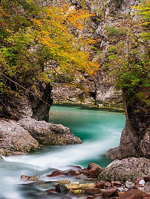 Slizza stream gorge in autumn, Tarvisio, Julian Alps Slizza stream gorge in autumn, Tarvisio, Julian Alps