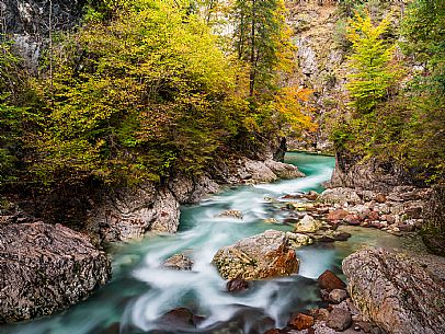 Slizza stream gorge in autumn, Tarvisio, Julian Alps Slizza stream gorge in autumn, Tarvisio, Julian Alps