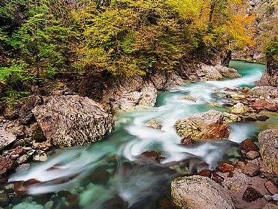 Slizza stream gorge in autumn, Tarvisio, Julian Alps Slizza stream gorge in autumn, Tarvisio, Julian Alps