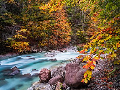 Slizza stream gorge in autumn, Tarvisio, Julian Alps Slizza stream gorge in autumn, Tarvisio, Julian Alps