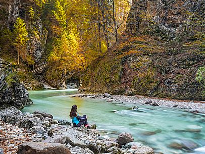 Slizza stream gorge in autumn, Tarvisio, Julian Alps Slizza stream gorge in autumn, Tarvisio, Julian Alps