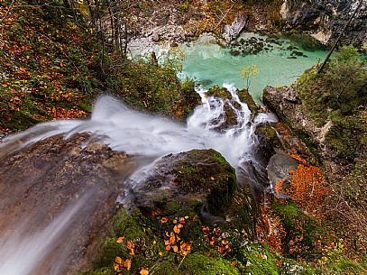 Slizza stream gorge in autumn, Tarvisio, Julian Alps Slizza stream gorge in autumn, Tarvisio, Julian Alps