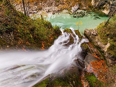 Slizza stream gorge in autumn, Tarvisio, Julian Alps Slizza stream gorge in autumn, Tarvisio, Julian Alps