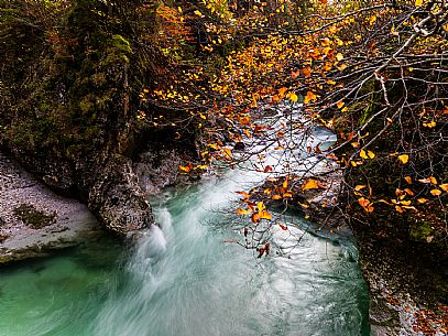 Slizza stream gorge in autumn, Tarvisio, Julian Alps Slizza stream gorge in autumn, Tarvisio, Julian Alps