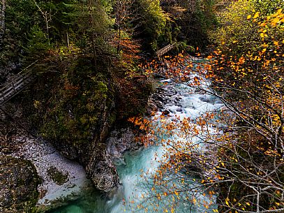 Slizza stream gorge in autumn, Tarvisio, Julian Alps Slizza stream gorge in autumn, Tarvisio, Julian Alps