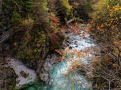 Slizza stream gorge in autumn, Tarvisio, Julian Alps Slizza stream gorge in autumn, Tarvisio, Julian Alps
