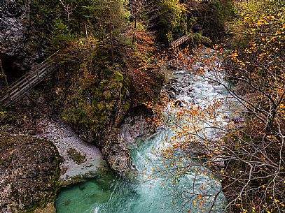 Slizza stream gorge in autumn, Tarvisio, Julian Alps Slizza stream gorge in autumn, Tarvisio, Julian Alps
