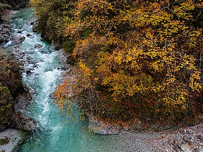 Slizza stream gorge in autumn, Tarvisio, Julian Alps Slizza stream gorge in autumn, Tarvisio, Julian Alps