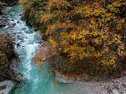 Slizza stream gorge in autumn, Tarvisio, Julian Alps Slizza stream gorge in autumn, Tarvisio, Julian Alps