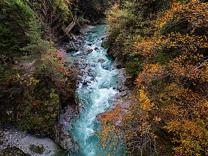 Slizza stream gorge in autumn, Tarvisio, Julian Alps Slizza stream gorge in autumn, Tarvisio, Julian Alps
