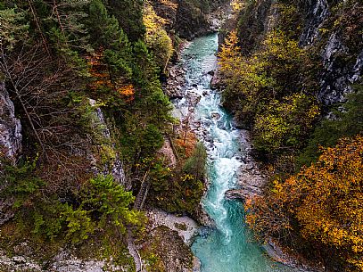 Slizza stream gorge in autumn, Tarvisio, Julian Alps Slizza stream gorge in autumn, Tarvisio, Julian Alps