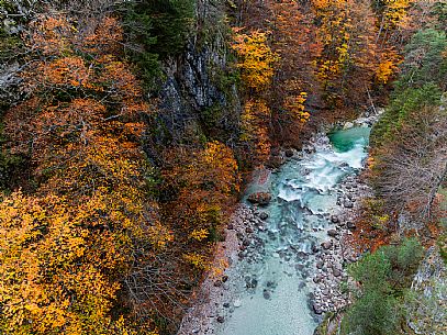Slizza stream gorge in autumn, Tarvisio, Julian Alps Slizza stream gorge in autumn, Tarvisio, Julian Alps