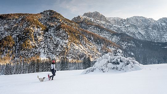 Trekking and landscapes in Fusine lakes area 