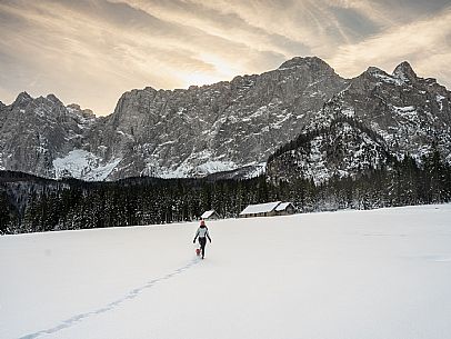 Trekking and landscapes in Fusine lakes area 