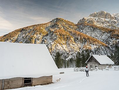 Trekking and landscapes in Fusine lakes area 