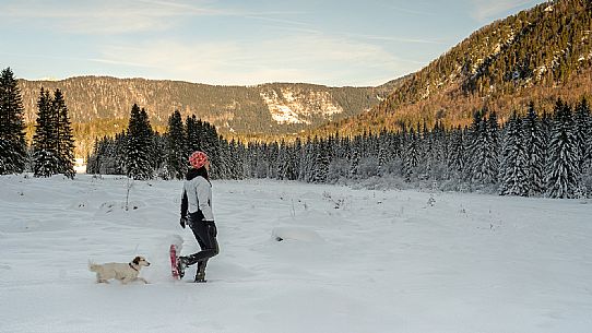 Trekking and landscapes in Fusine lakes area 