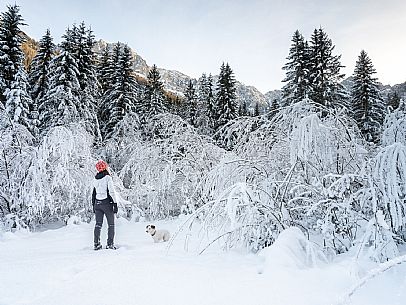 Trekking and landscapes in Fusine lakes area 