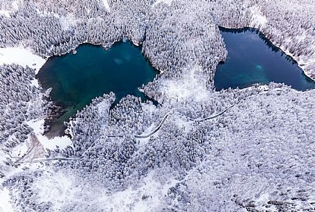 Trekking and landscapes in Fusine lakes area 