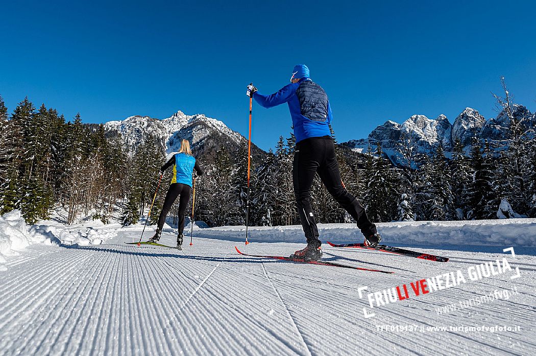 Cross country skiing in Val Saisera