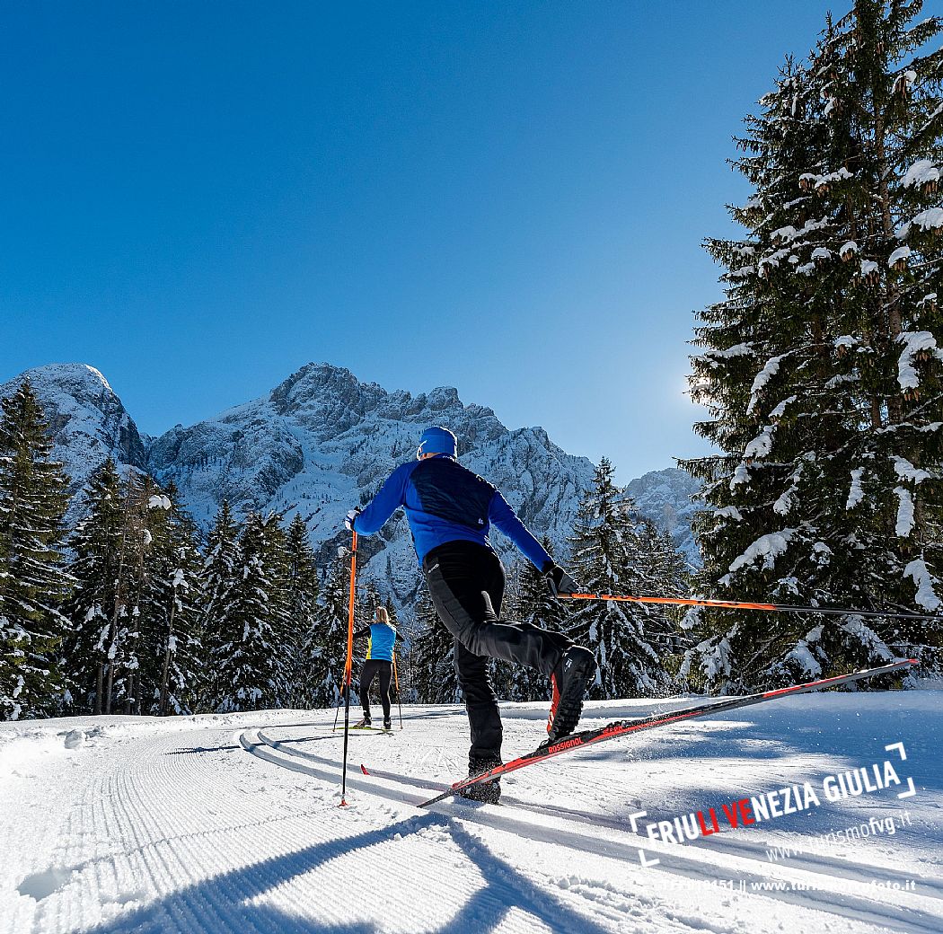 Cross country skiing in Val Saisera