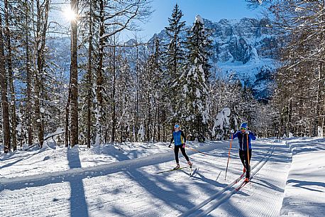 Cross country skiing in Val Saisera