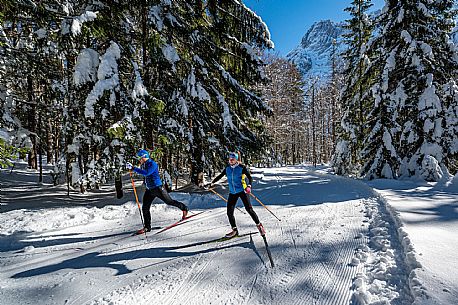 Cross country skiing in Val Saisera