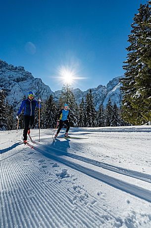 Cross country skiing in Val Saisera