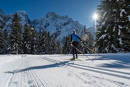 Cross country skiing in Val Saisera