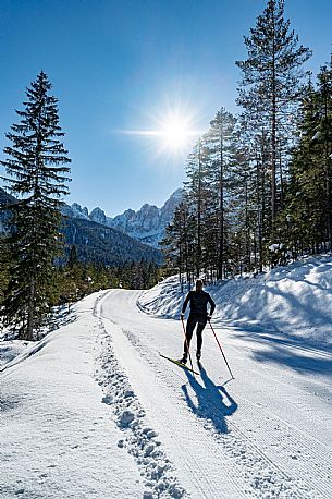 Cross country skiing in Val Saisera