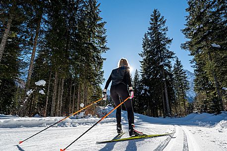 Cross country skiing in Val Saisera