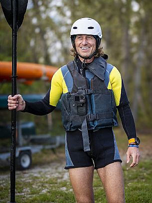 Canoeing, kayaking, and packraft activities on the river in the Pinzano al Tagliamento area, near the confluence of the Arzino and Tagliamanto rivers.
