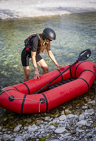 Canoeing, kayaking, and packraft activities on the river in the Pinzano al Tagliamento area, near the confluence of the Arzino and Tagliamanto rivers.