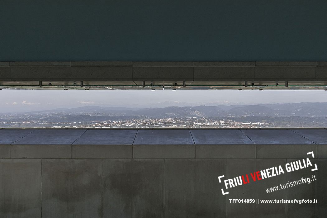 WOP,Slovenia, Nova Gorica, CERJE,  View from the tower of the Cerje Monument of Peace. From the left, Calvario Mount, Gorizia, and Nova Gorica, In the background, Mount Sabotino, and Mount Vodice,  Schirra/Giraldi