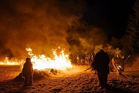 Krampus and St Nicholas, the tradition of 5 December in Tarvisio. Here in Rutte Grande 