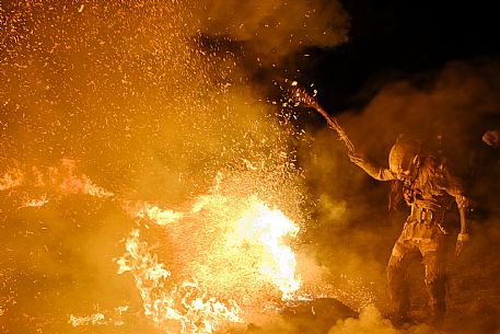 Krampus and St Nicholas, the tradition of 5 December in Tarvisio. Here in Rutte Grande 