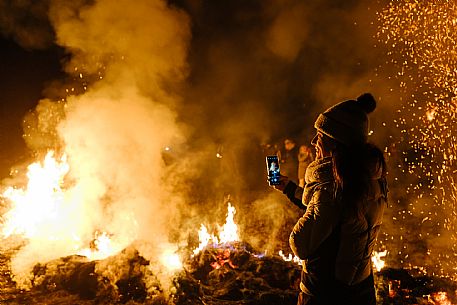 Krampus and St Nicholas, the tradition of 5 December in Tarvisio. Here in Rutte Grande 